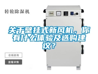 企業新聞關于壁掛式新風機，你有什么體驗及選購建議？
